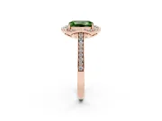 Emerald Cut Petal Tip Halo Engagement Ring Setting for a Fancy Green Lab-Grown Diamond | Pavé Band | Rose Gold