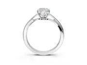 Cushion Cut Bypass Solitaire Engagement Ring Setting | Plain Polished Band | White Gold
