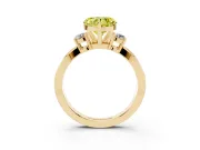 Fancy Yellow Three-Stone Heart Cut Diamond Twist Band Ring Set in Yellow gold with Pavé Accents and Prong Setting