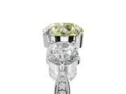 Round Three Stone Engagement Ring Setting for a Fancy Yellow Lab-Grown Diamond | Tapered Pave Band | White Gold
