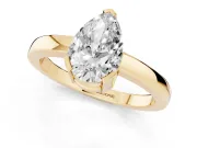 Pear Cut Diamond Solitaire Ring Set in Yellow gold with Prong Head and Smooth Polished Band