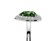 Fancy Green Heart Cut Diamond Halo Engagement Ring Set in Platinum with Solitaire Band and Prong Setting