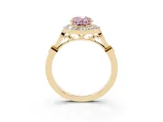 Oval Halo Engagement Ring Setting for a Fancy Pink Lab-Grown Diamond | Bezel Stations | Yellow Gold