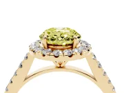 Oval Halo Engagement Ring Setting for a Fancy Yellow Lab-Grown Diamond | Pave Shoulders | Yellow Gold