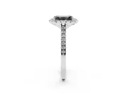 Emerald Cut Halo Engagement Ring Setting for a Black Center | Tapered Band | Sterling Silver