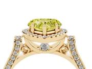 Heart-Shaped Halo Engagement Ring Setting for a Fancy Yellow Lab-Grown Diamond | Pointed Pave Shoulders | Yellow Gold