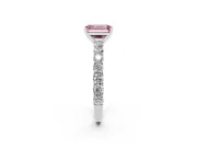 Emerald Cut Shared Prong Engagement Ring Setting for a Fancy Pink Lab-Grown Diamond | Platinum