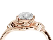 Pear-Shaped Leaf Bypass Solitaire Engagement Ring Setting | Polished Band | Rose Gold