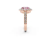 Oval Vintage Halo Engagement Ring Setting for a Fancy Pink Lab-Grown Diamond | Rose Gold