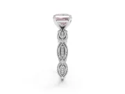 Princess Cut Vintage Engagement Ring Setting for a Fancy Pink Lab-Grown Diamond | Graduated Stations | Sterling Silver