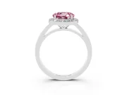 Fancy Pink Round Cut Diamond Halo Ring Set in White gold with Solitaire Band and Prong Setting
