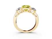 Princess Cut Three Stone Engagement Ring Setting for a Fancy Yellow Lab-Grown Diamond | Wide Plain Band | Yellow Gold