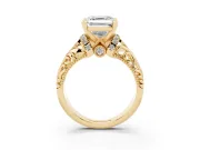 Asscher Cut Vintage Filigree Solitaire Engagement Ring Setting | Accented Basket | Yellow Gold