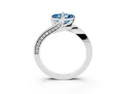 Fancy Blue Asscher Cut Diamond Solitaire Ring Set in White gold with Intertwined Pavé Twist Band