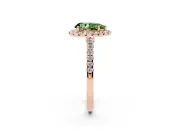 Pear-Shaped Halo Engagement Ring Setting for a Fancy Green Lab-Grown Diamond | Pave Shoulders | Rose Gold