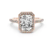 Radiant Cut Pavé Halo Engagement Ring Setting | Rose Gold