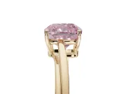 Cushion Cut Bypass Solitaire Engagement Ring Setting for a Fancy Pink Lab-Grown Diamond | Yellow Gold