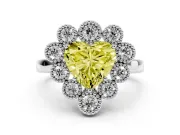 Heart-Shaped Halo Engagement Ring Setting for a Fancy Yellow Lab-Grown Diamond | Sterling Silver - Design NV-24775