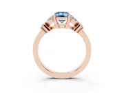 Fancy Blue Emerald Cut Diamond Floral Cluster Ring Set in Rose gold with Marquise Petals and Prong Setting
