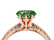Heart-Shaped Engraved Engagement Ring Setting for a Fancy Green Lab-Grown Diamond | Rose Gold