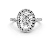 Oval Raised Halo Engagement Ring Setting | Pave Band | Sterling Silver