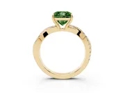 Princess Cut Crossover Engagement Ring Setting for a Fancy Green Lab-Grown Diamond | Yellow Gold