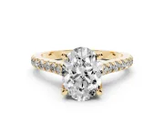 Oval Hidden Halo Pave Engagement Ring Setting | Claw Prongs | Yellow Gold