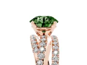 Fancy Green Round Cut Diamond Solitaire Twist Band Ring Set in Rose gold with Pavé Setting and Prong Head