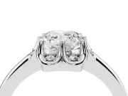 Cushion Cut Scalloped Petal Halo Engagement Ring Setting | Plain Band | Platinum