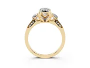 Emerald Cut Hidden Halo Three Stone Engagement Ring Setting for a Fancy Green Lab-Grown Diamond | Yellow Gold