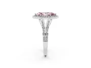 Fancy Pink Marquise Cut Diamond Halo Split Shank Pavé Ring Set in Silver with Prong Setting