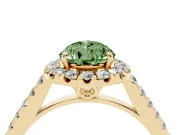 Pear-Shaped Raised Halo Engagement Ring Setting for a Fancy Green Lab-Grown Diamond | Yellow Gold