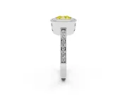 Fancy Yellow Cushion Cut Diamond Halo Ring Set in Silver with Pavé Band and Milgrain-Edged Prongs