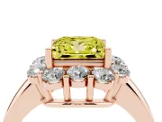Princess Cut Graduated Milgrain Halo Engagement Ring Setting for a Fancy Yellow Lab-Grown Diamond | Rose Gold