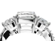 Asscher Cut Three Stone Engagement Ring Setting | Tapered Pave Band | Platinum