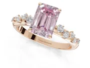 Emerald Cut Graduated Solitaire Engagement Ring Setting for a Fancy Pink Lab-Grown Diamond | Rose Gold