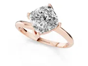 Cushion Cut Bypass Solitaire Engagement Ring Setting | Plain Band | Rose Gold