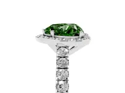 Fancy Green Heart Cut Diamond Halo Engagement Ring Set in Platinum with Pavé Band and Prong Setting