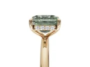 Asscher Cut Hidden Halo Ring Setting for a Fancy Green Lab-Grown Diamond | Yellow Gold