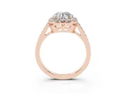 Round Floral Halo Engagement Ring Setting | Large Round Accents | Rose Gold