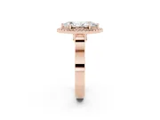 Marquise Cut Diamond Halo Ring Set in Rose gold with Pavé-Lined Split Shank Band