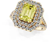 Emerald Cut Halo Split Shank Engagement Ring Setting for a Fancy Yellow Lab-Grown Diamond | Yellow Gold