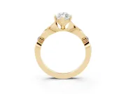 Marquise Cut Diamond Solitaire Twisted Band Ring Set in Yellow gold with Accent Stones and Prong Setting