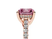 Asscher Cut Hidden Halo Pave Engagement Ring Setting for a Fancy Pink Lab-Grown Diamond | Claw Prongs | Rose Gold