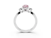 Fancy Pink Three-Stone Pear Cut Diamond Twist Band Ring Set in Silver with Pavé Accents and Prong Setting
