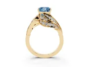 Princess Cut Bypass Pavé Engagement Ring Setting for a Fancy Blue Lab-Grown Diamond | Graduated Pavé | Yellow Gold