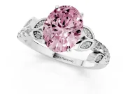 Oval Leaf Pavé Engagement Ring Setting for a Fancy Pink Lab-Grown Diamond | Sterling Silver