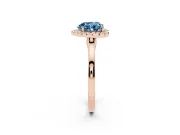 Heart-Shaped Halo Engagement Ring Setting for a Fancy Blue Lab-Grown Diamond | Flat Tapered Band | Rose Gold