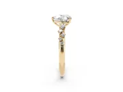 Heart Cut Diamond Cluster Solitaire Ring Set in Yellow gold with Prong Setting