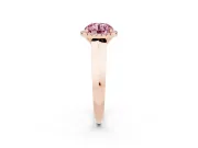 Fancy Pink Round Cut Diamond Halo Ring Set in Rose gold with Cathedral Band and Prong Setting